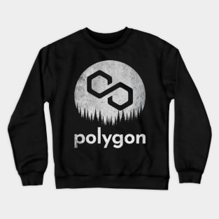 Vintage Polygon Matic Coin To The Moon Crypto Token Cryptocurrency Wallet Birthday Gift For Men Women Kids Crewneck Sweatshirt